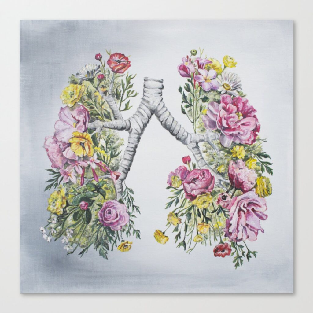 illustration of flowers in the shape of two lungs